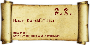 Haar Kordélia névjegykártya